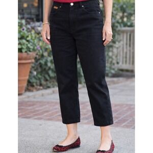 Eddie Bauer Black Cropped Pants Womens Size 8 High Rise Straight Leg 28x25